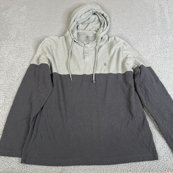 Volcom Sweatshirt Mens Medium Hoodie Thermal Waffle Pullover Sweater Surf Skate - Picture 1 of 11